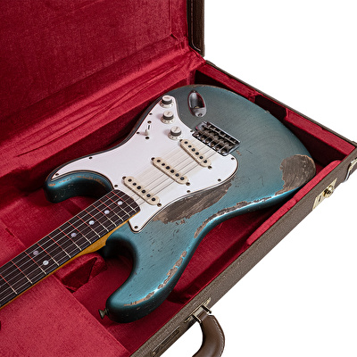 Fender Custom Shop Masterbuilt Greg Fessler 1969 Stratocaster Relic 3A Gülağacı Klavye Teal Green Metallic Soft Burst Elektro Gitar
